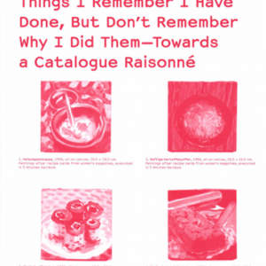 Things I Remember I Have Done, But Don’t Remember Why I Did Them—Towards a Catalogue Raisonné